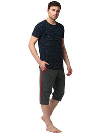 Mack Jonney Grey Dark Blue Night Suit For Men's