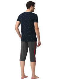 Mack Jonney Grey Dark Blue Night Suit For Men's