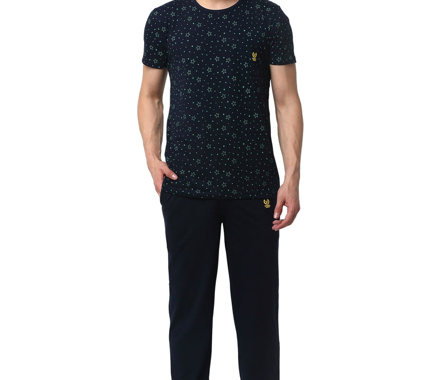 Mack Jonney Dark Blue Night Suit For Men's