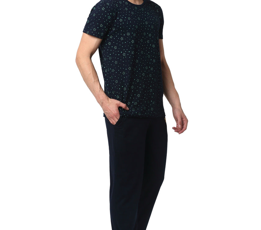 Mack Jonney Dark Blue Night Suit For Men's