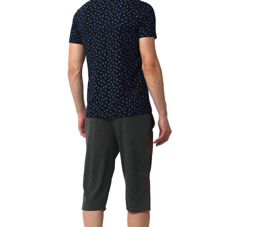 Mack Jonney Grey Dark Blue Night Suit For Men's