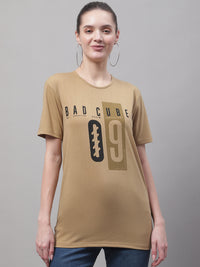 Mack Jonney Round Neck Cotton Printed Mud T-Shirt for Women
