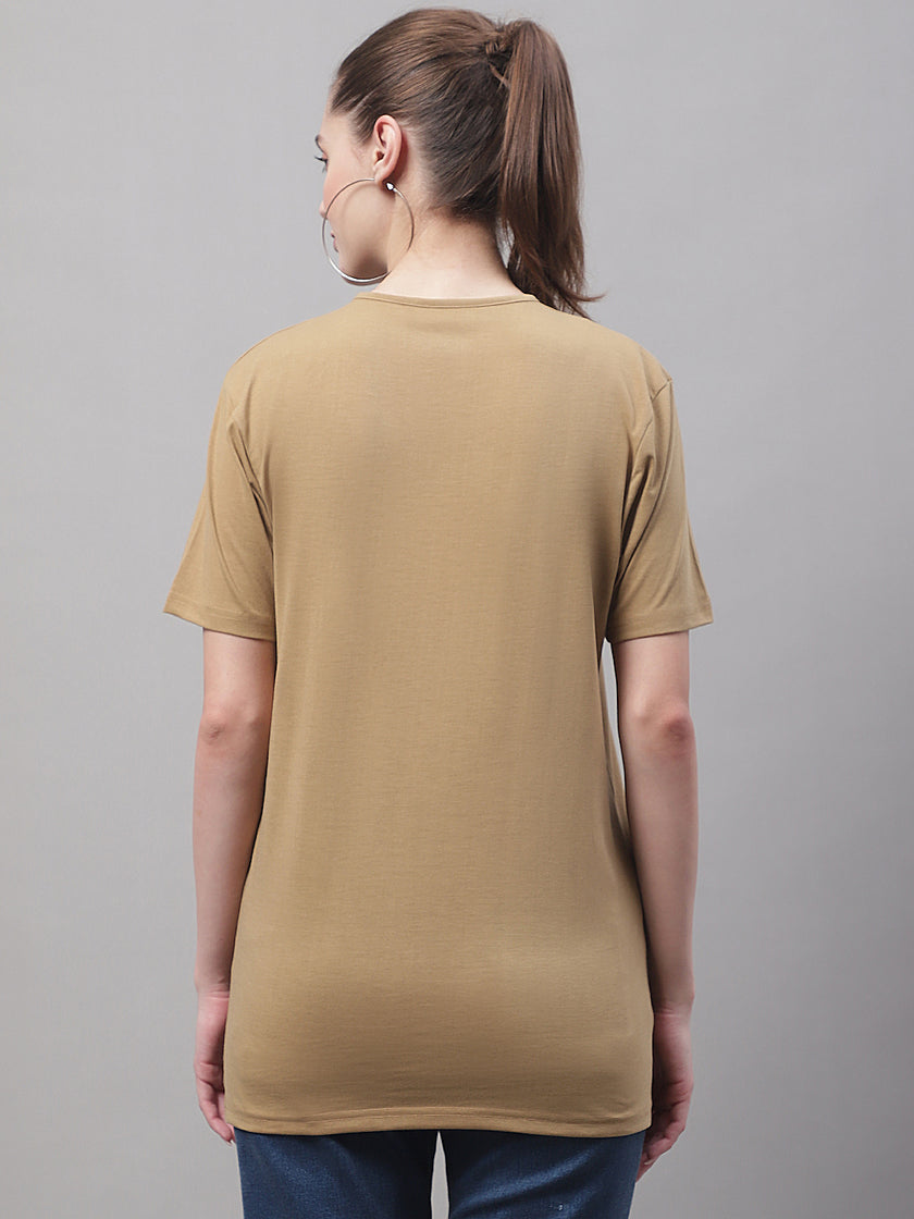 Mack Jonney Round Neck Cotton Printed Mud T-Shirt for Women