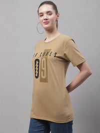 Mack Jonney Round Neck Cotton Printed Mud T-Shirt for Women