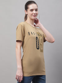 Mack Jonney Round Neck Cotton Printed Mud T-Shirt for Women
