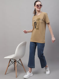Mack Jonney Round Neck Cotton Printed Mud T-Shirt for Women