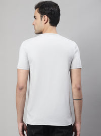 Mack Jonney Round Neck Cotton Printed Grey Melange T-Shirt for Men
