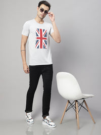 Mack Jonney Round Neck Cotton Printed Grey Melange T-Shirt for Men