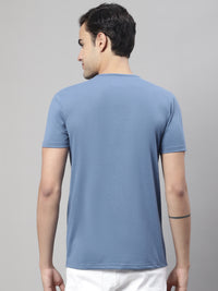 Mack Jonney Round Neck Cotton Printed Dark Grey T-Shirt for Men