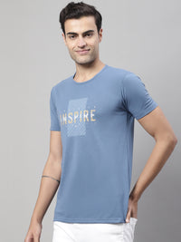 Mack Jonney Round Neck Cotton Printed Dark Grey T-Shirt for Men