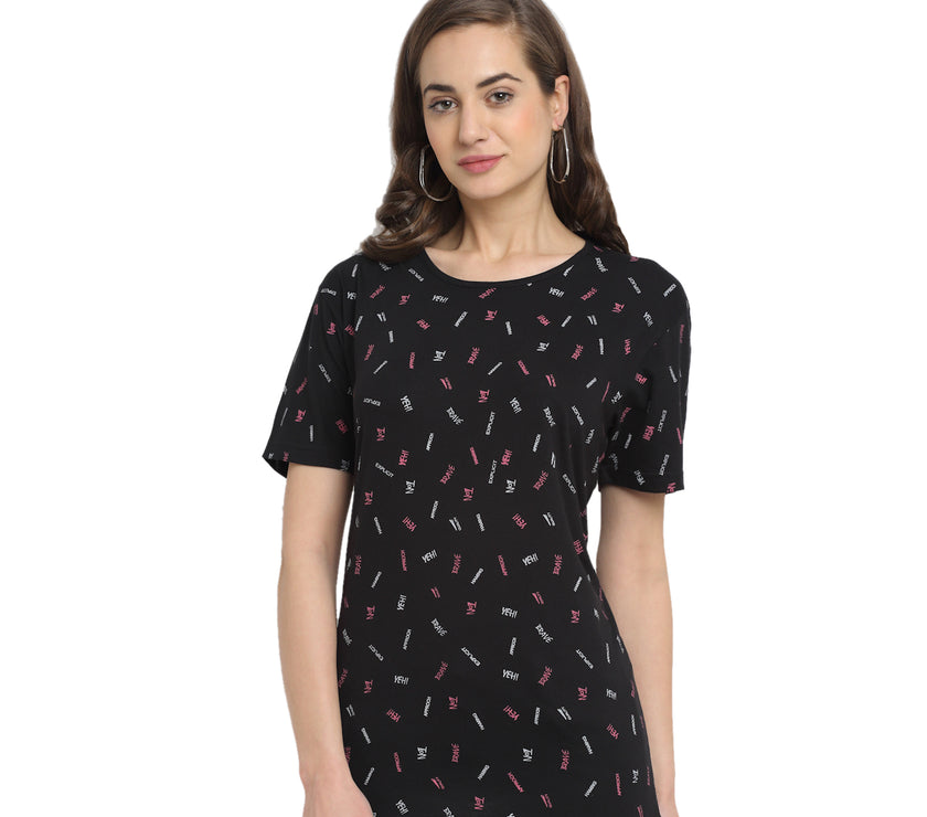 Mack Jonney Black Half Sleeve T-shirt For Women's