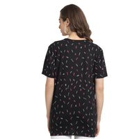 Mack Jonney Black Half Sleeve T-shirt For Women's