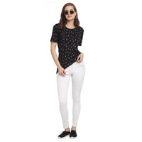 Mack Jonney Black Half Sleeve T-shirt For Women's