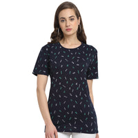 Mack Jonney Blue Half Sleeve T-shirt For Women's