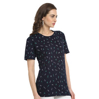 Mack Jonney Blue Half Sleeve T-shirt For Women's