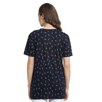 Mack Jonney Blue Half Sleeve T-shirt For Women's