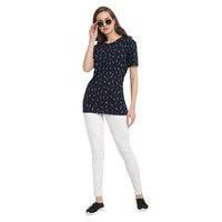 Mack Jonney Blue Half Sleeve T-shirt For Women's
