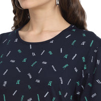 Mack Jonney Blue Half Sleeve T-shirt For Women's