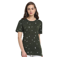 Mack Jonney Olive Half Sleeve T-shirt For Women's