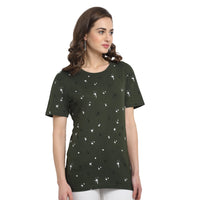 Mack Jonney Olive Half Sleeve T-shirt For Women's