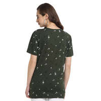 Mack Jonney Olive Half Sleeve T-shirt For Women's