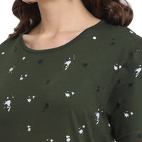 Mack Jonney Olive Half Sleeve T-shirt For Women's