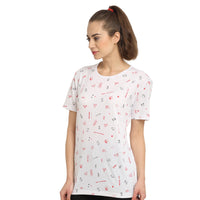 Mack Jonney White Half Sleeve T-shirt For Women's