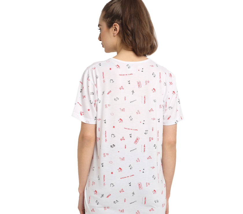 Mack Jonney White Half Sleeve T-shirt For Women's