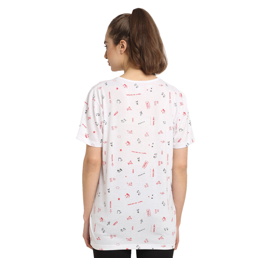 Mack Jonney White Half Sleeve T-shirt For Women's