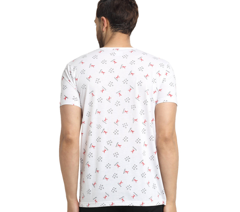 Mack JONNEY Men's Olive Printed Round Neck Tshirt