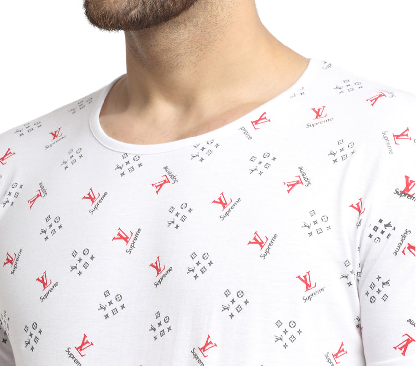 Mack JONNEY Men's Olive Printed Round Neck Tshirt