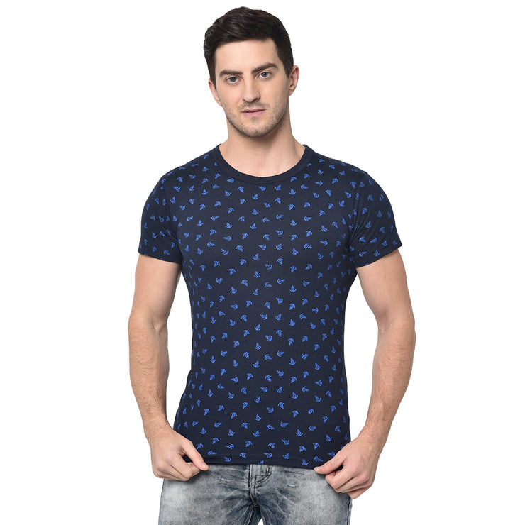 Mack Jonney Round Neck Dark Blue T-shirt For Men's