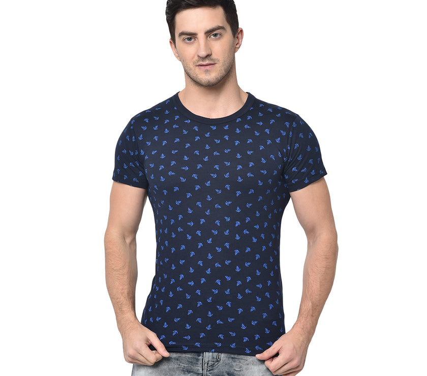 Mack Jonney Round Neck Dark Blue T-shirt For Men's