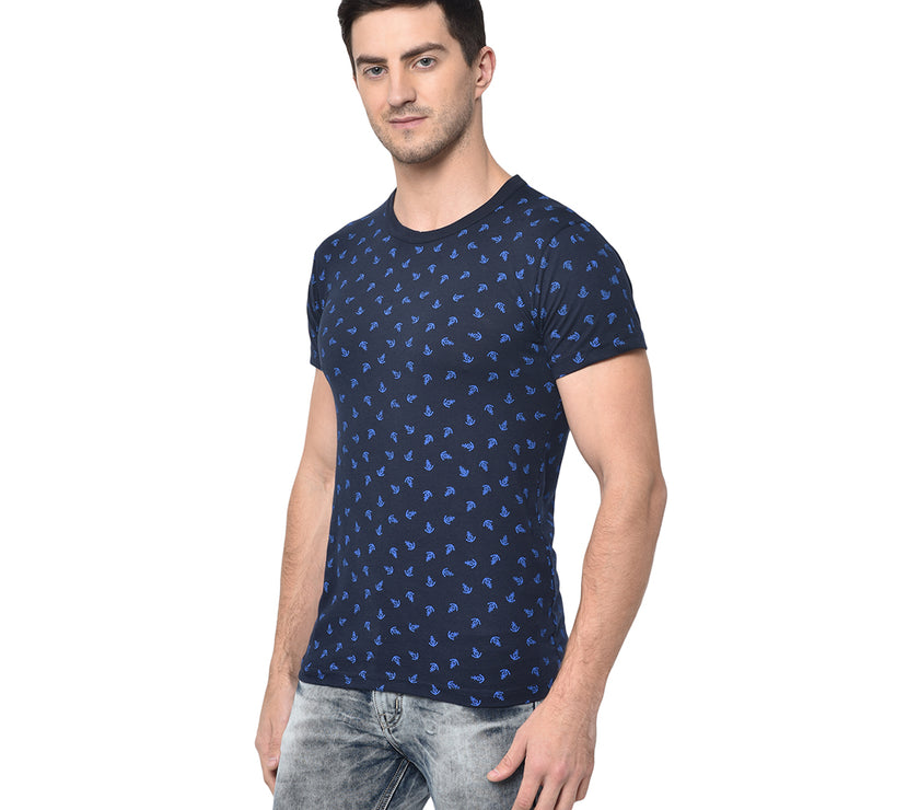 Mack Jonney Round Neck Dark Blue T-shirt For Men's