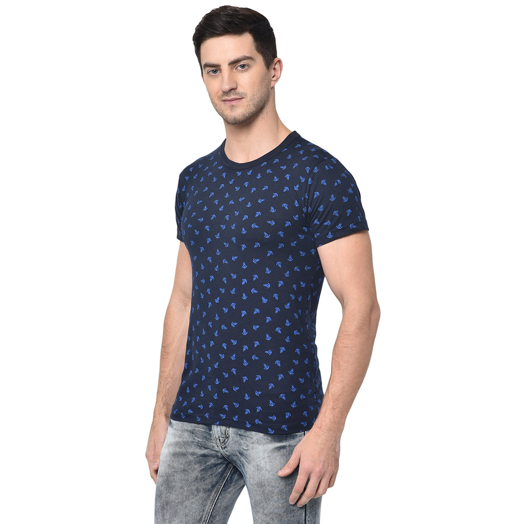 Mack Jonney Round Neck Dark Blue T-shirt For Men's