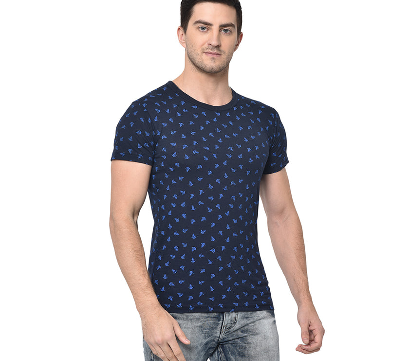 Mack Jonney Round Neck Dark Blue T-shirt For Men's