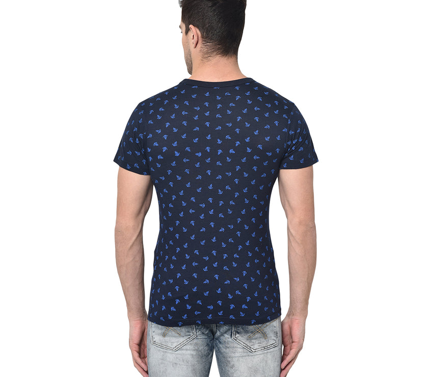 Mack Jonney Round Neck Dark Blue T-shirt For Men's