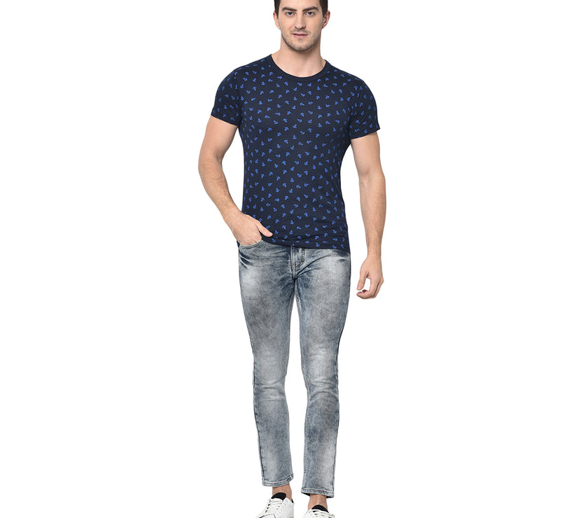 Mack Jonney Round Neck Dark Blue T-shirt For Men's