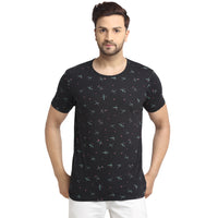Mack JONNEY Men's Black Printed Round Neck Tshirt