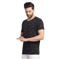 Mack JONNEY Men's Black Printed Round Neck Tshirt