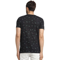 Mack JONNEY Men's Black Printed Round Neck Tshirt