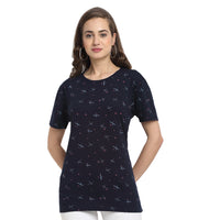 Mack Jonney Blue Half Sleeve T-shirt For Women's