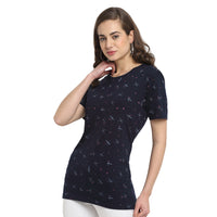 Mack Jonney Blue Half Sleeve T-shirt For Women's