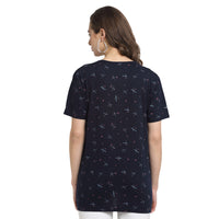 Mack Jonney Blue Half Sleeve T-shirt For Women's