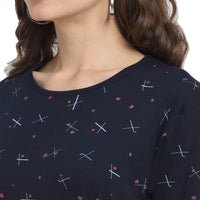 Mack Jonney Blue Half Sleeve T-shirt For Women's