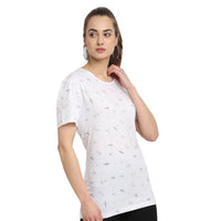 Mack Jonney White Half Sleeve T-shirt For Women's