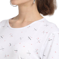 Mack Jonney White Half Sleeve T-shirt For Women's