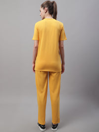 Mack Jonney Yellow Cotton Printed Co-ord Set Tracksuit For Women
