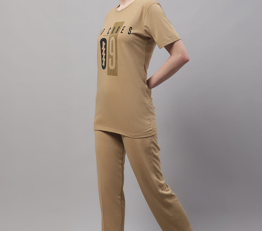 Mack Jonney Mud Cotton Printed Co-ord Set Tracksuit For Women
