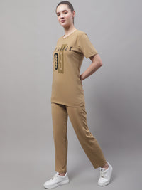 Mack Jonney Mud Cotton Printed Co-ord Set Tracksuit For Women